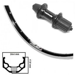 Kgs achterwiel 28 inch (622) zac19 zwart/zilver cassette 8-9 sp uitval (7436912587583)