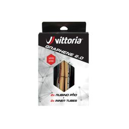 Vittoria Rubino Pro G2 Duo Pack Vouw 25-622 Tan/Zwart en binnenband (8022530025522)