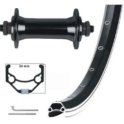 Kgs voorwiel 28 inch (622) velg enkel gebust zwart/zilver uitvalnaaf (8785264306335)