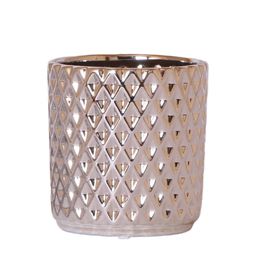 Kolibri Home | Metallic diamond bloempot - Zilveren keramieken sierpot Ø9cm (45200)