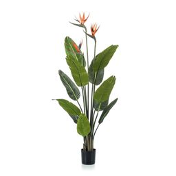 Strelitzia met bloemen - 120cm - In zwarte pot - Kunstplant (8714344308426)