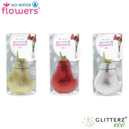 No Water Flowers Glitterz Goud / Rood / Zilver in Koker - 3 stuks - Ø7 cm (26975)