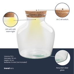 Terrarium fles met verlichting - Little Joe - Ø 20 cm ↑ 22 cm (8720872024677)