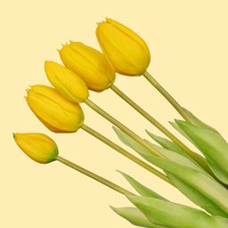 Vaas Vaas Lady 'Kylie' ↑ 27 cm + 10x real touch Tulpen Geel (yellow) (8720872023878)
