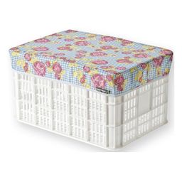 Basil Kratd bas afdekhoes rosa blauw/wit geruit krat 50l (8715019501555)