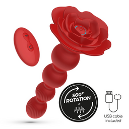 Crushious Rosaline - Draaibare Anale Rozenplug met Afstandsbediening - Rood (7403254158894)