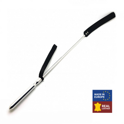 Red leather Whip - Metaal en Leer - 70,5 cm - Zwart/Zilver (3701019810532)