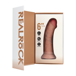 Realrock by shots Vibrerende Regelmatige Gebogen Dildo - 6 / 15,5 cm - Vlees (8714273041685)