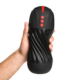 Curve toys Zuigende en Vibrerende Masturbator - Zwart (653078944235)