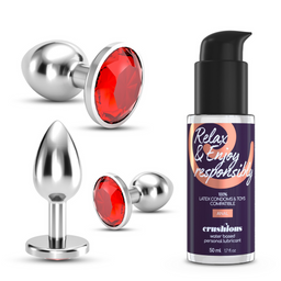 Crushious Bijou - Anal Wet Train Trio - 3 Jewel Plugs - Rood (7403254151048)
