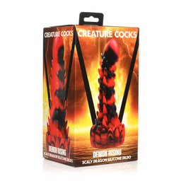 Xr brands Demon Rising - Schubben Draak Siliconen Dildo - Rood/Zwart (848518052995)