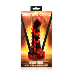 Xr brands Demon Rising - Schubben Draak Siliconen Dildo - Rood/Zwart (848518052995)