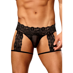 Male power G-String Garter Short - L/XL - Zwart (845830058346)