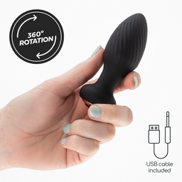 Crushious Twister - Draaibare Anale Plug met Afstandsbediening - Zwart (7403254156692)