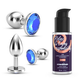 Crushious Bijou - Anal Wet Train Trio - 3 Jewel Plugs - Blauw (7403254151062)