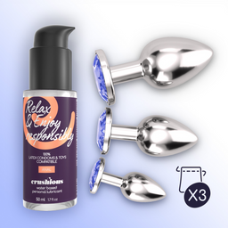 Crushious Bijou - Anal Wet Train Trio - 3 Jewel Plugs - Blauw (7403254151062)