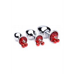 Xr brands Rode Edelsteen - Butt Plug Set met Belletjes (848518042910)