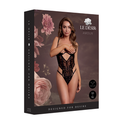 Le désir by shots Body met open cups van kant, beugel en verstelbare schuivers - Zwart (8714273043795)