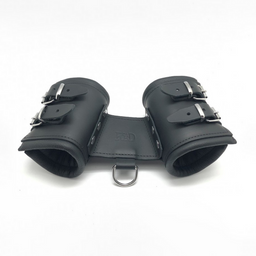 Red leather Leren Dubbele Handboeien - Zwart (3701019810839)