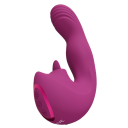 Vive by shots Yumi - Triple Motor G-Spot Vinger Beweging Vibrator en Flickering Tongue Stimulator - Roze (8714273051882)