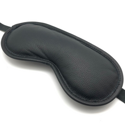 Red leather Blind Up - Gevoerde Leren Oogmasker - Zwart (3701019810891)