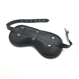 Red leather Blind Up - Gevoerde Leren Oogmasker - Zwart (3701019810891)