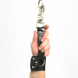 Red leather Leren Handboeien met Anti-Panic Karabijnhaak - Zwart (3662811326815)
