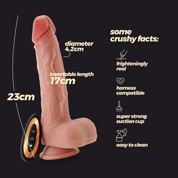 Crushious Inviktus Vibe - Vloeibare Siliconen Duwende Draaivibrator met Verwarming - 9 / 23 cm - Vleeskleur (7403254159266)