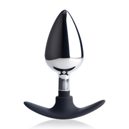 Xr brands Donkere Indringer - Metaal en Silicone Anale Plug - Groot (848518036148)