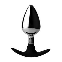 Xr brands Donkere Indringer - Metaal en Silicone Anale Plug - Groot (848518036148)