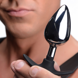 Xr brands Donkere Indringer - Metaal en Silicone Anale Plug - Groot (848518036148)