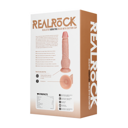 Realrock by shots Vibrerende Regelmatige Rechte Penis met Ballen - 7 / 18 cm - Vlees (8714273041722)