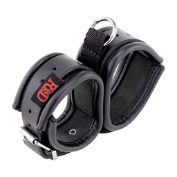 Red leather Leren Dubbele Handboeien - Zwart (3701019810723)