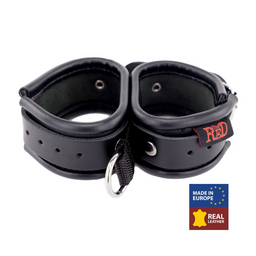Red leather Leren Dubbele Handboeien - Zwart (3701019810723)