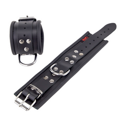 Red leather Leren Handboeien - Zwart (3701019809697)