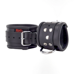 Red leather Leren Handboeien - Zwart (3701019809697)