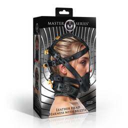 Xr brands Leren Hoofdharnas met Muilkorf - Zwart (848518059222)