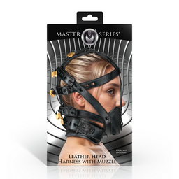 Xr brands Leren Hoofdharnas met Muilkorf - Zwart (848518059222)