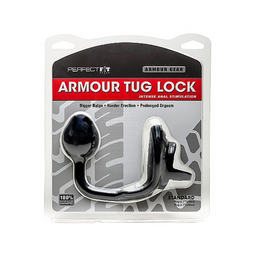 Perfectfitbrand Armor Tug Lock - Cockring met Ball Strap en Butt Plug - Medium (854854005151)