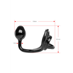 Perfectfitbrand Armor Tug Lock - Cockring met Ball Strap en Butt Plug - Medium (854854005151)