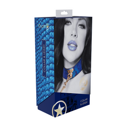 Ouch! by shots Florence Collectie - Halsband met Leash - Blauw (8714273056498)
