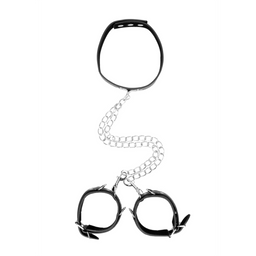 Ouch! by shots Gebonden Leren Halsband met Handboeien (7423522575505)