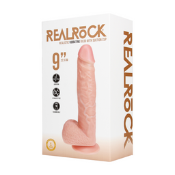 Realrock by shots Vibrerende Reguliere Rechte Penis met Ballen - 9 / 23 cm - Vlees (8714273041746)