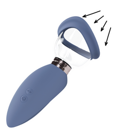 Pumped by shots Opwindend - Oplaadbare Vulva- en Borstpomp - Blauw (8714273055347)