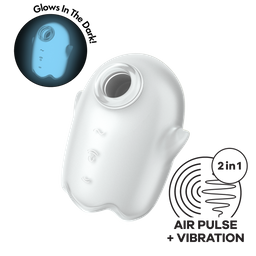 Satisfyer Glowing Ghost - Glow in the Dark - Dubbele Air Pulse Vibrator - Wit (4061504060057)
