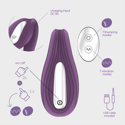 Crushious Pleasuriser - Rechargeable Vibrator with Waterbased Lubricant - 1.7 fl oz / 50 ml - Purple (7403254150256)