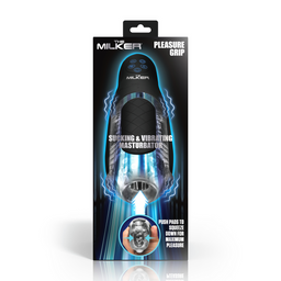 Xr brands De Milker Pleasure Grip - Zuig- en Vibrerende Masturbator - Transparant/Zwart (848518057488)
