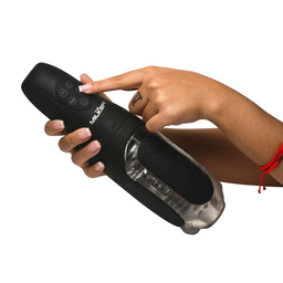 Xr brands De Milker Pleasure Grip - Zuig- en Vibrerende Masturbator - Transparant/Zwart (848518057488)