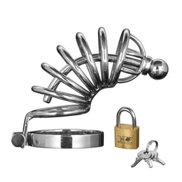 Xr brands Asylum - Chastity Cage met 6 Ringen - M/L (848518005700)