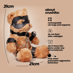 Crushious Crushito - Bondage Teddybeer - 31 cm - Zwart (7403254161740)